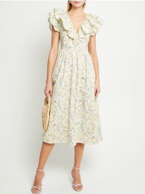 New O.P.T Kate Floral Ruffle Midi Dress